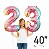在飛比找momo購物網優惠-【野思】漸變色 40吋超大數字氣球(氣球 生日氣球)