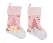 C30 2PCS Christmas Decoration Christmas Stocking Pink with Lights Ludolph Christmas Stocking Holiday Gift Bag Fireplace Pendant
