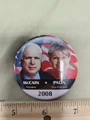 McCain/Palin 2008 Presedentiak Candidate Button Pin