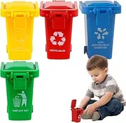 Small Recycle Bin Toy | Curbside Vehicle Garbage Bin,Unique Small Trash Can Garbage Truck Toy with Lid & Wheels for Kid Toddler