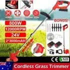 2 Battery Cordless Grass Trimmer Lawn Electric Whipper Snipper Strimmer 800W AU