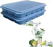 Ice Cube Trays Set of 2, Easy Release 15 Flexible Silicone Ice Cube Molds with Removable Lid Reusable Freezer Ice Trays Stackable for Whiskey, Baby Food, BPA Free (Blue)