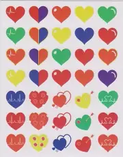 Valentine's Day Stickers Scrap-booking Valentines Love Romance Hearts colorful