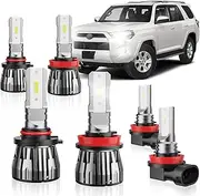 ETOILUMI 6PCS Fog Bulbs Combo Compatible with Toyota 4Runner 2010 2011 2012 2013 2014 2015 2016 2017 2018 2019 2020, 6500K White Plug and Play