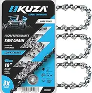 10 Inch Chainsaw Chain 3/8" LP Pitch, 050" Gauge, 40 Drive Links, German Steel, fits MAKITA, ECHO, Remington RM1035P, Worx WG309, Sun Joe SWJ803E, Craftsman - and more - S40 (3 Chains)
