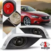 Smoked Fog Light Lamp w/Switch+Harness+Chrome Bezel Cover for 14 15 16 Mazda 6 (for: Mazda)