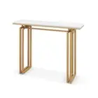 110cm Faux Marble Console Table With Sturdy Metal Legs Golden
