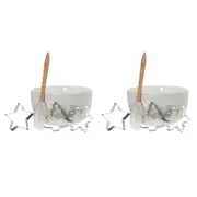 2PK Bread and Butter Electroplate Tree Mini Mix Bowl Baking Utensil Set Silver
