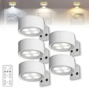 Topveden Picture Lights for Wall, New No Drill Picture Light, Topveden Poster Lights, Wall Art Light Battery Operated No Drill Magnetic with 3 Color Temps,Battery Operated (White,5 Pcs)