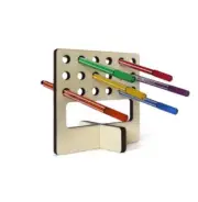 Handmade Sleek Wooden Desk Organizer, Stylish Pen Stand, Laser-Cut Office Decor