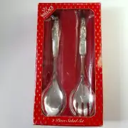 Wallace Silverplate Christmas Holiday Santa Snowman 2pc Salad Serving Set