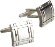 Kenneth Cole Reaction Men's Square Lines Cufflinks Silver One Size