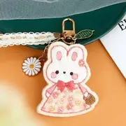 Animal Keyring DIY Embroidery Kit (various designs) (Chinese instruction only) 06 - Rabbit - White & Pink - One Size
