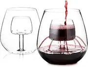 Stemless Aerating Wine Glasses (Set of 2) by Chevalier Collection – Patented Wine Glasses with Built in Aerator