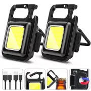 Llavero COB de luz de trabajo, linterna LED recargable de 4 modos, 2 paquetes US