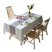 Catzon Cotton And Linen Tassel Small Square Tablecloth Decoration-Coffee