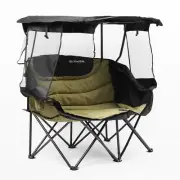 Double Camping Chair with Canopy, Folding Two-Person Seat, Portable Outdoor L