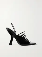 [Ferragamo] Ferragamo - Altaire Leather And Satin Slingback Sandals - Black - US10.5 US 10.5 Black