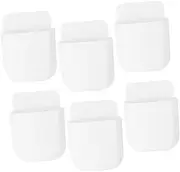 6Pcs Wall Mounted Phone and Remote Control Organizer Adhesive Storage Box for Tv Remotes Mobile Phones Items Material No Damage Installation