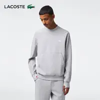 在飛比找momo購物網優惠-【LACOSTE】男裝-圓領袋鼠口袋棉質慢跑大學T(花紗灰)