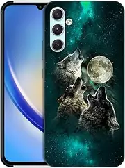 [GlamCase] for Samsung Galaxy A34 5G, Samsung Galaxy A34 5G Case - Moon Wolf Face Design Printed Slim Fit Cute Plastic Hard Protective Designer Back Phone Case/Cover for Samsung A34 5G