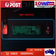Wireless Charging RGB LED Gaming Mouse Pad Desk Mat Extended Anti-slip Rubber AU