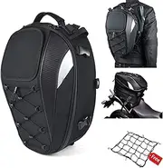 Motorcycle Tail Bag, Seat Bag, Dual Use Motorcycle Waterproof Helmet Bag for Motorbike Full Face Helmet - with One Extra Motorcycle Cargo Net