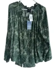 NWT Torrid Dr. Who Crinkle Gauze Peasant Blouse Sz 0 Or 12 Green Dalek