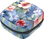 Period Bag,Sanitary Napkin Storage Bag,Floral Pattern with Tropical Flowers,Tampon Bag for Purse