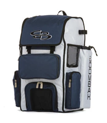 Boombah Superpack Baseball/Softball Backpack - Players Gear/Bat Bag - White/Navy