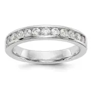 0.51ct. CZ Solid Real 14K White Gold 11-2.3mm Stone Channel Wedding Band Ring