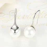 Solid 925 Sterling Silver Pearl Drop Earrings