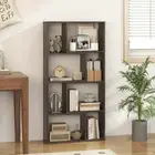 Costway 4-Tier Geometric Bookshelf with 8-Cube Storage Organizer-Grey