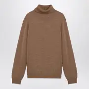 [Roberto Collina] Camel Merino Wool Turtleneck Pullover 54 IT Beige