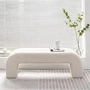 Portable Storage Beige Boucle Velvet Entryway Bench with 80cm Seat Stylish Bedroom and Hallway Dressing Table Seat