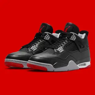 【NIKE 耐吉】休閒鞋 AIR JORDAN 4 RETRO BRED REIMAGINED 黑紅 男鞋 FV5029-006