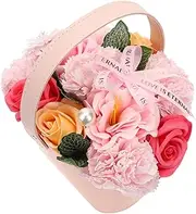 Ipetboom Box Portable Flower Basket Valentine Ornaments Soap Bouquet Wedding Decoration Rose Soap Flowers Decorations Anniversary Birthday Wife Floral Bath Soap Soaps Plastic Leaf Pink