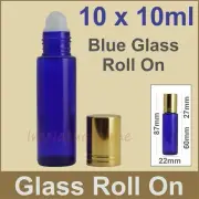 10 x 10ml Cobalt Blue Roll - On Bottles Glass Essential Oil Aromatherapy Aroma