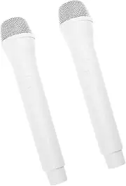 ERINGOGO 2 Pcs Microphone Music Decals Fake Mic Headbands Headphone Microphone Inflatable Microphone Indoor Decals Foam LED Button Camera Microphone Faux Abs White
