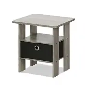 Furinno End Table Bedroom Night Stand With Bin Drawer