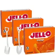 Jell-O Gelatin Dessert Mix 3oz w/ Mini Shovel Spoons (Orange)