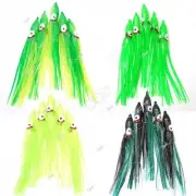 40pcs 4.75" Fishing Squid Skirt Octopus Trolling Hoochies Soft Lure Green 4color