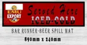 EMU EXPORT BLACK Beer Spill Mat (890mm X 240mm) Bar Runner Man Cave Pub Rubber