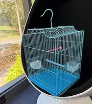 Vibrant Colorful Bird Cage with Stand Arch Top Blue Silver 2 Removable Feeders Adjustable Perches 32x31x44cm Budgie Metal Frame Secure Habitat for Parakeets Canaries Finches (Blue)