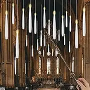 GenSwin 22pcs Flameless Floating Candles with Magic Wand Remote Timer, Battery Operated Hanging Window Candles Flickering, 6.1" LED Electric Candles for Christmas Halloween Decorations(White)