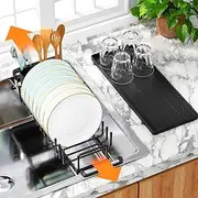 Expandable Small Dish Drying Rack, Multifunctional Dish Drainer Sink Drying Rack for Kitchen Counter & Over The Sink