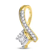 10k Yellow Gold Princess Diamond Solitaire Pendant 1/5 Cttw