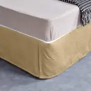 New Bed Skirt Valance Corrugated Seersucker Pattern (Single, Beige)