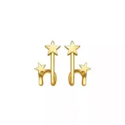 ANYCO Fashion Earrings Real Gold Double Star Geometric Studs Teen Gift Fine Jewelry for Women