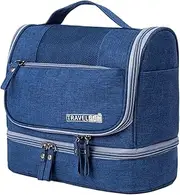 [Générique] Travel Storage Bag, Compact Travel Organizer, Home Travel Organizer, Toiletry Storage Bag, Travel Hygiene Kit, Wet Dry Organizer, Travel Bag Storage with Hook for Home Travel, Navy Blue, Se référer au